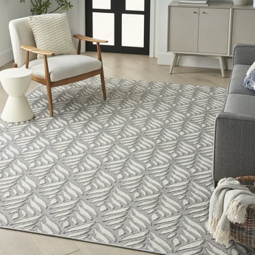Nourison Aloha Indoor/Outdoor Grey 9' x 12' Area Rug, (9x12)