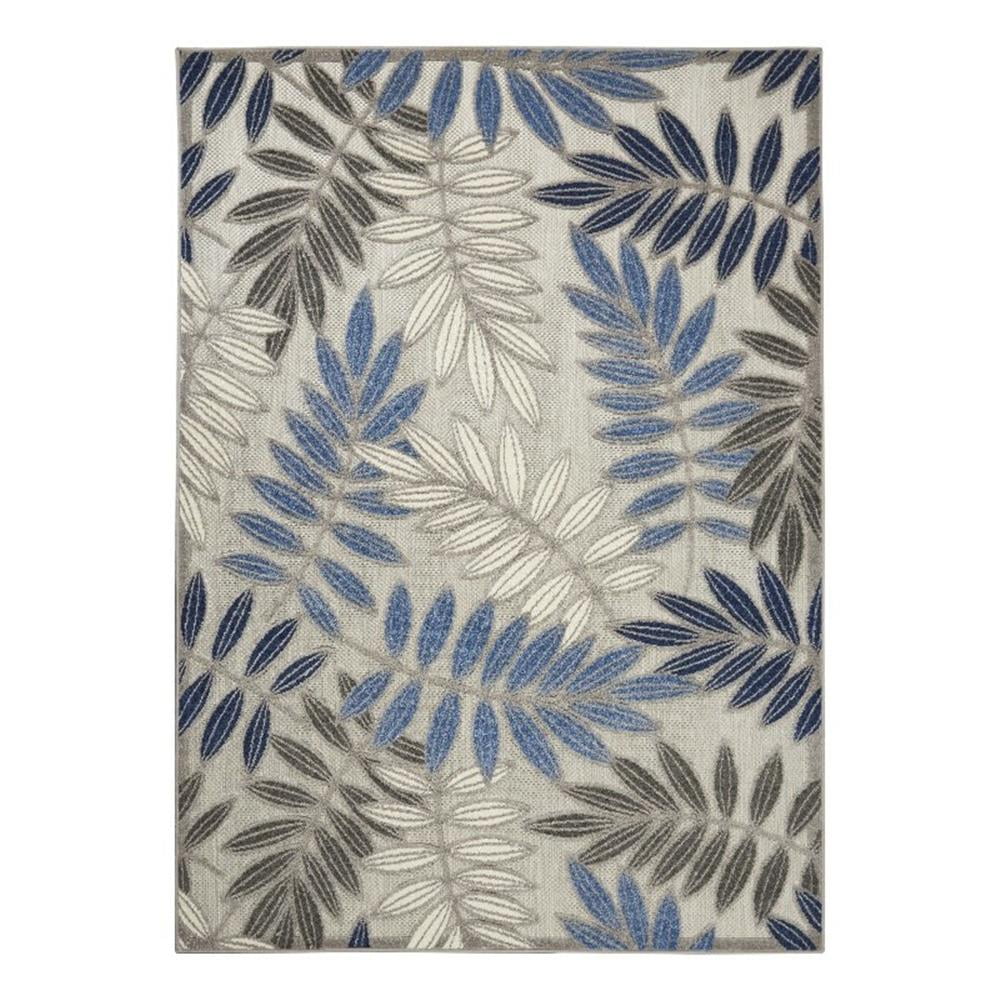 Aloha Blue/Grey Synthetic 5'3" x 7'5" Easy Care Area Rug