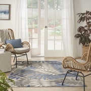 Nourison Aloha Indoor/Outdoor Grey/Blue 5'3" x 7'5" Area Rug, (5x7)