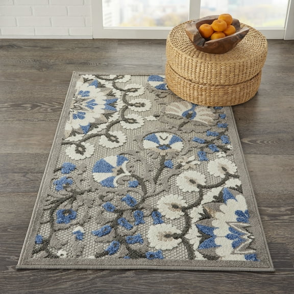 Nourison Aloha Indoor/Outdoor Grey/Multi 2'8" x 4' Area Rug, (3x4)