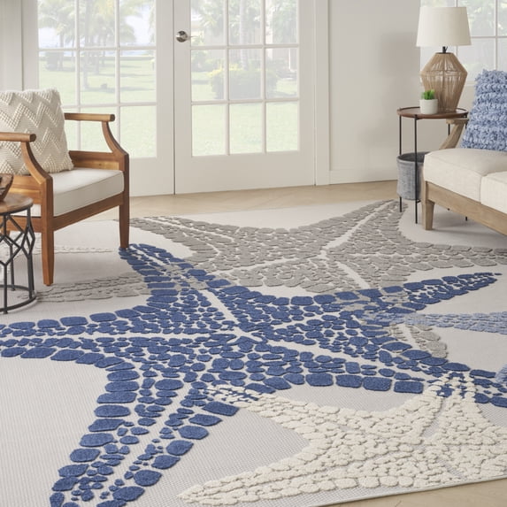 Nourison Aloha Indoor/Outdoor Grey/Multi 7'10" x 10'6" Area Rug (8x11)