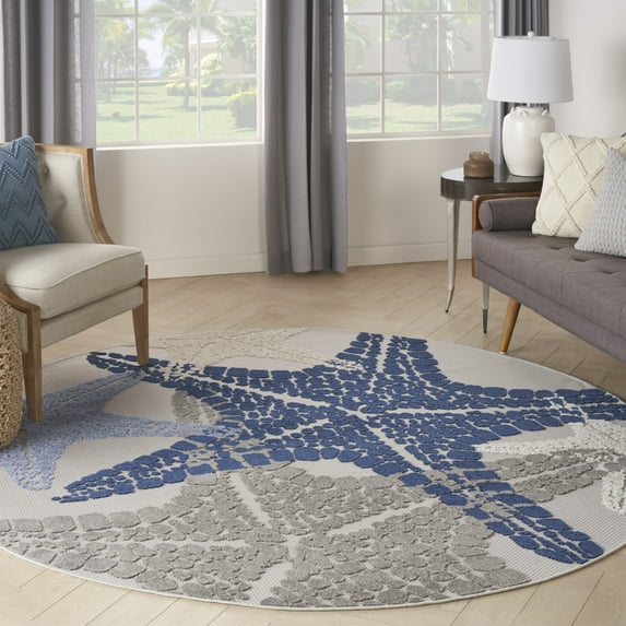 Nourison Aloha Indoor/Outdoor Grey/Multi 7'10" x round Area Rug (8 Round)