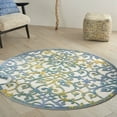 thumbnail image 1 of Nourison Aloha Indoor/Outdoor Ivory Blue 4' x ROUND Area Rug, (4x Round), 1 of 9