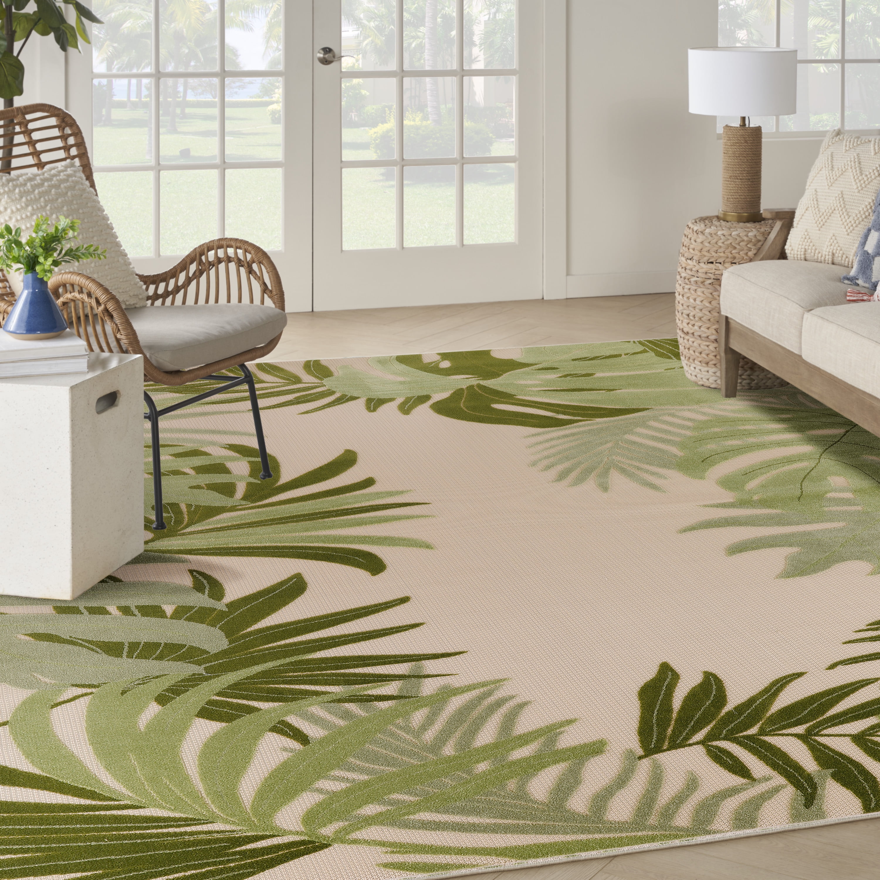 Nourison Aloha Indoor/Outdoor Ivory Green 10' x 14' Area Rug