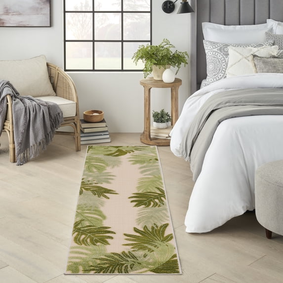 Nourison Aloha Indoor/Outdoor Ivory Green 2'3" x 8' Area Rug (2x8)