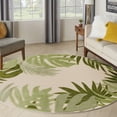 thumbnail image 1 of Nourison Aloha Indoor/Outdoor Ivory Green 5'3" x Round Area Rug (5 Round), 1 of 9