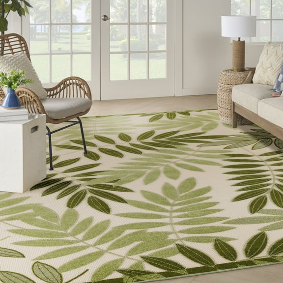 Nourison Aloha Indoor/Outdoor Ivory Green 7'10" x 10'6" Area Rug (8x11)