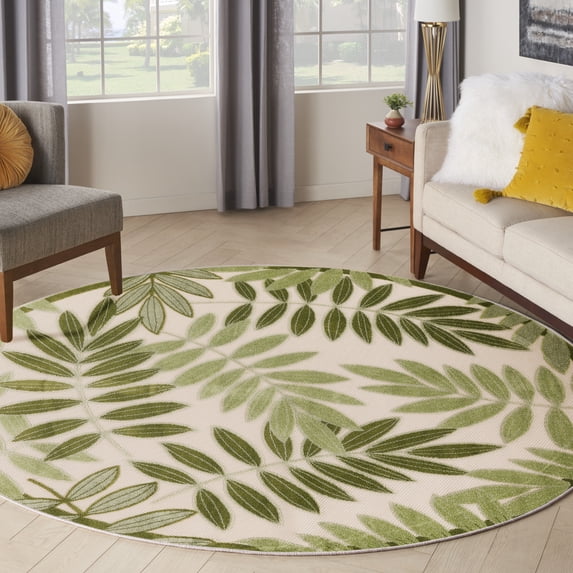 Nourison Aloha Indoor/Outdoor Ivory Green 7'10" x Round Area Rug (8 Round)