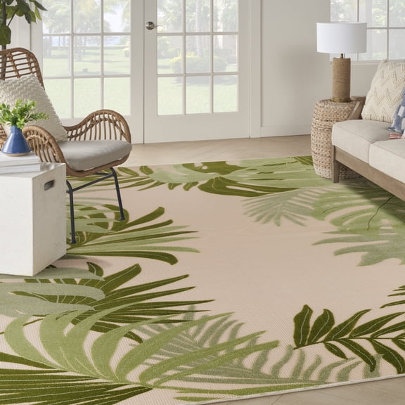 Nourison Aloha Indoor/Outdoor Ivory Green 9' x 12' Area Rug (9x12)