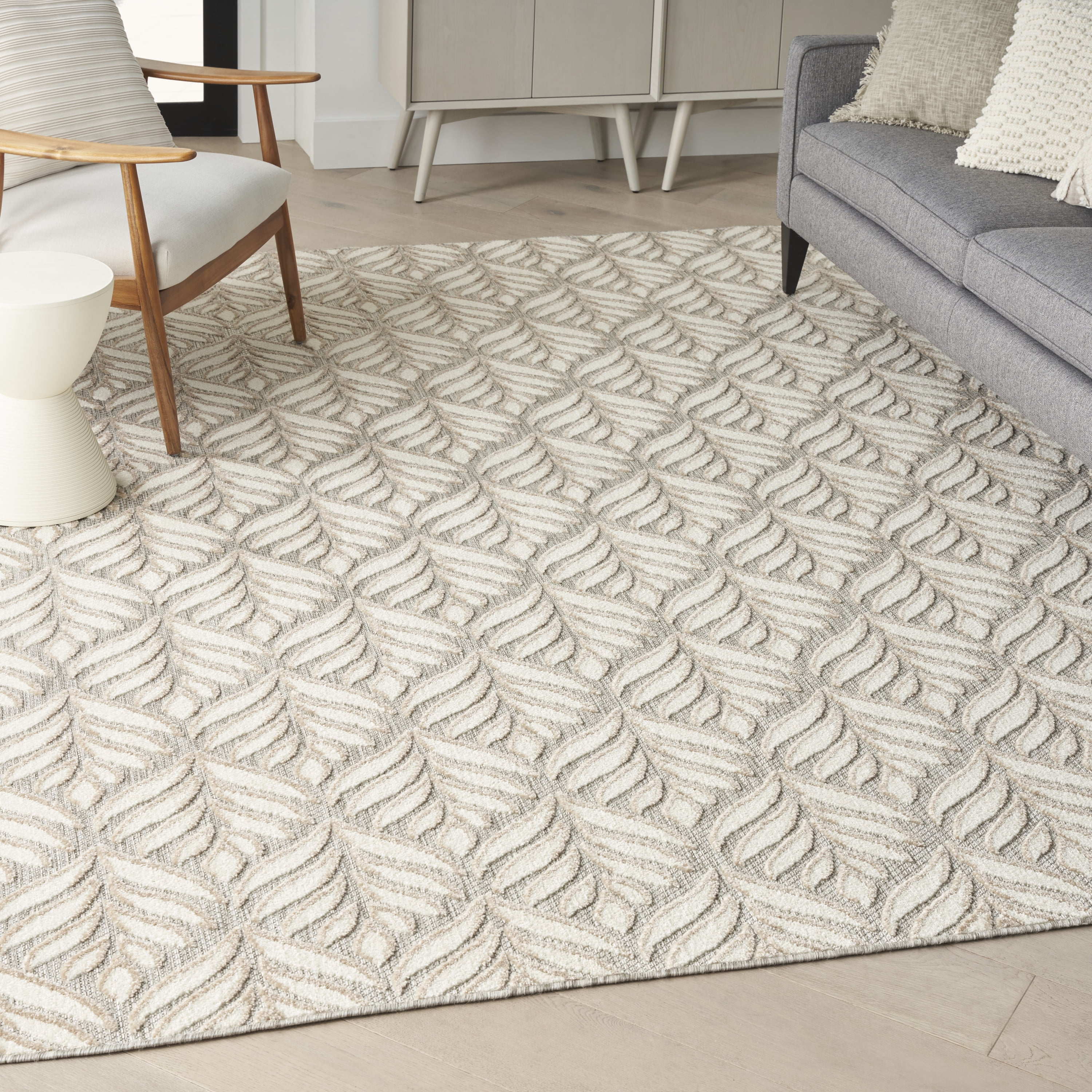 Nourison Aloha Indoor/Outdoor Ivory/Grey 9' x 12' Area Rug, (9x12)