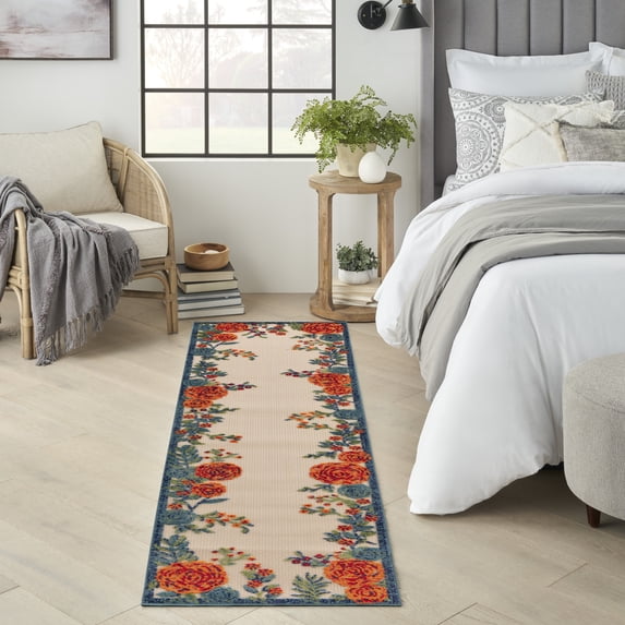 Nourison Aloha Indoor/Outdoor Ivory Multicolor 2'3" x 8' Area Rug (2x8)