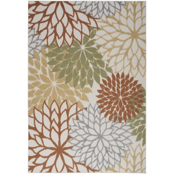 Nourison Aloha Indoor/Outdoor Ivory Multicolor 6' x 9' Area Rug (6x9)