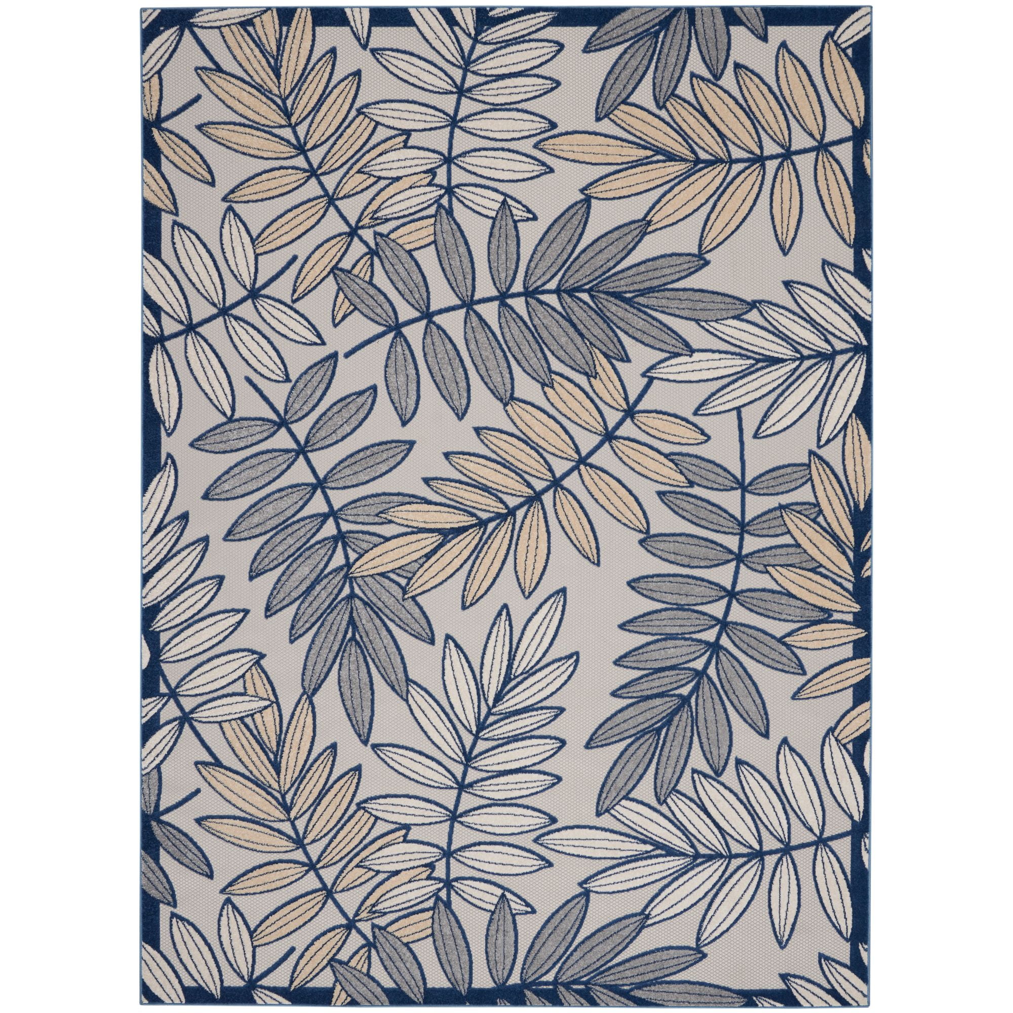 Nourison Aloha Indoor/Outdoor Ivory/Navy 9' x 12' Area Rug, (9x12 ...