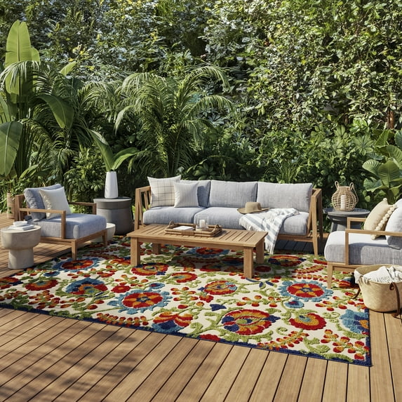 Nourison Aloha Indoor/Outdoor Multicolor 12' x 15' Area Rug, (12x15)