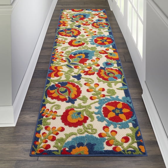 Nourison Aloha Indoor/Outdoor Multicolor 2'3" x 8' Area Rug, (2x8)