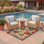 Nourison Aloha Floral Textured Flatweave High-Low Indoor Outdoor Area Rug Multicolor 2'8" x 4'