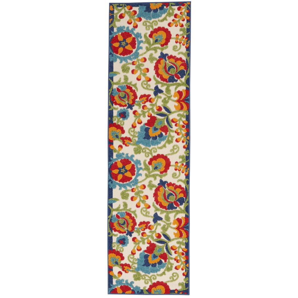 Multicolor Floral Synthetic Runner Rug, 2' x 6'