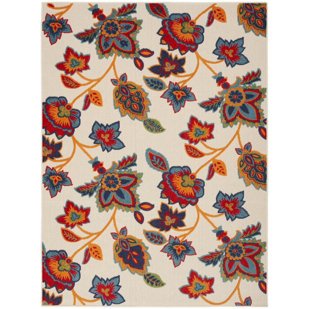 Multicolor Floral Synthetic 4' x 6' Outdoor Rug