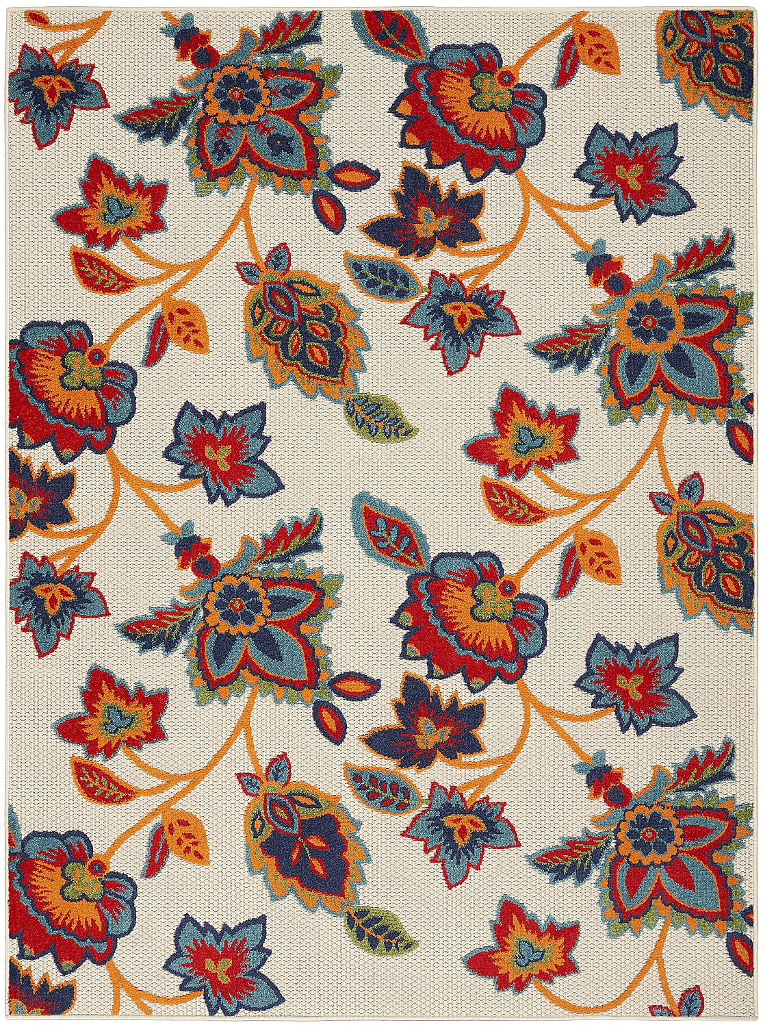 Multicolor Floral Synthetic 4' x 6' Outdoor Rug