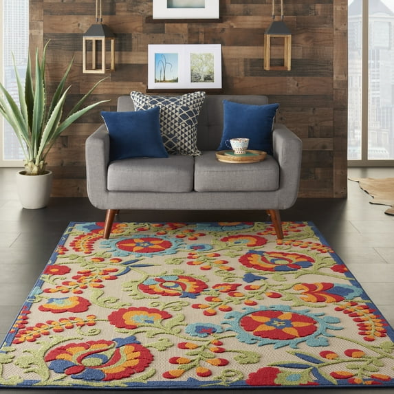 Nourison Aloha Indoor/Outdoor Multicolor 3'6" x 5'6" Area Rug, (4x6)