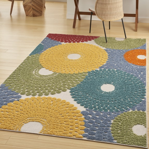 Nourison Aloha Indoor/Outdoor Multicolor 3'6" x 5'6" Area Rug, (4x6)