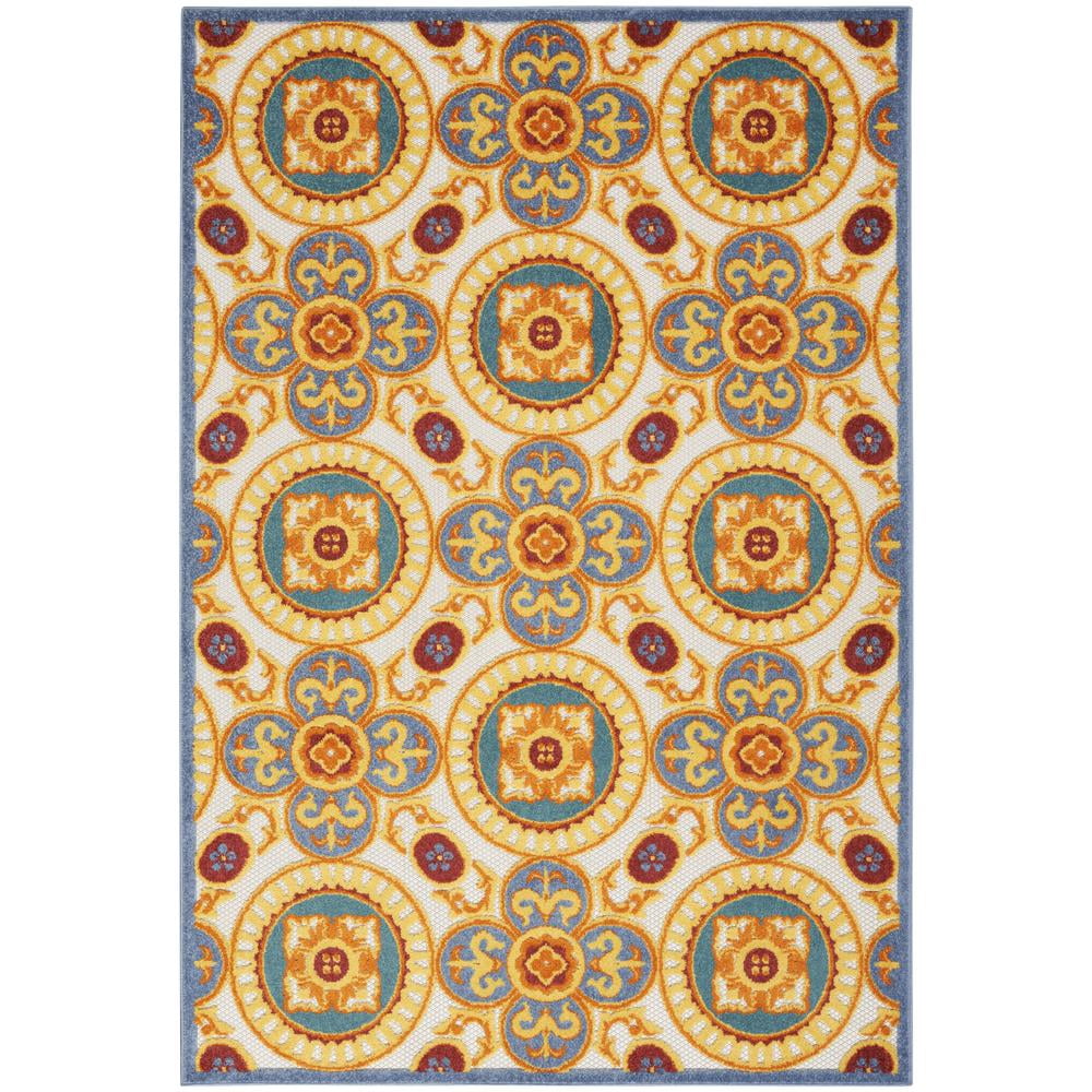 Multicolor Rectangular Synthetic Flat Woven Washable Rug 5'3" x 7'5"