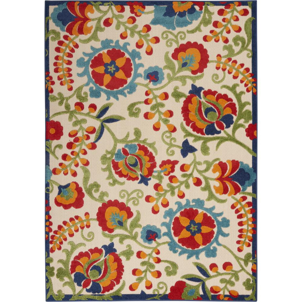 Aloha Multicolor Floral Synthetic 6' x 9' Rectangular Area Rug