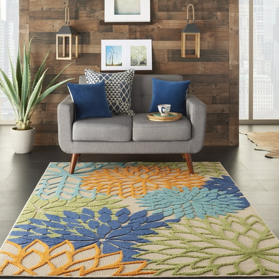 Nourison Aloha Indoor/Outdoor Multicolor 6' x 9' Area Rug, (6x9)