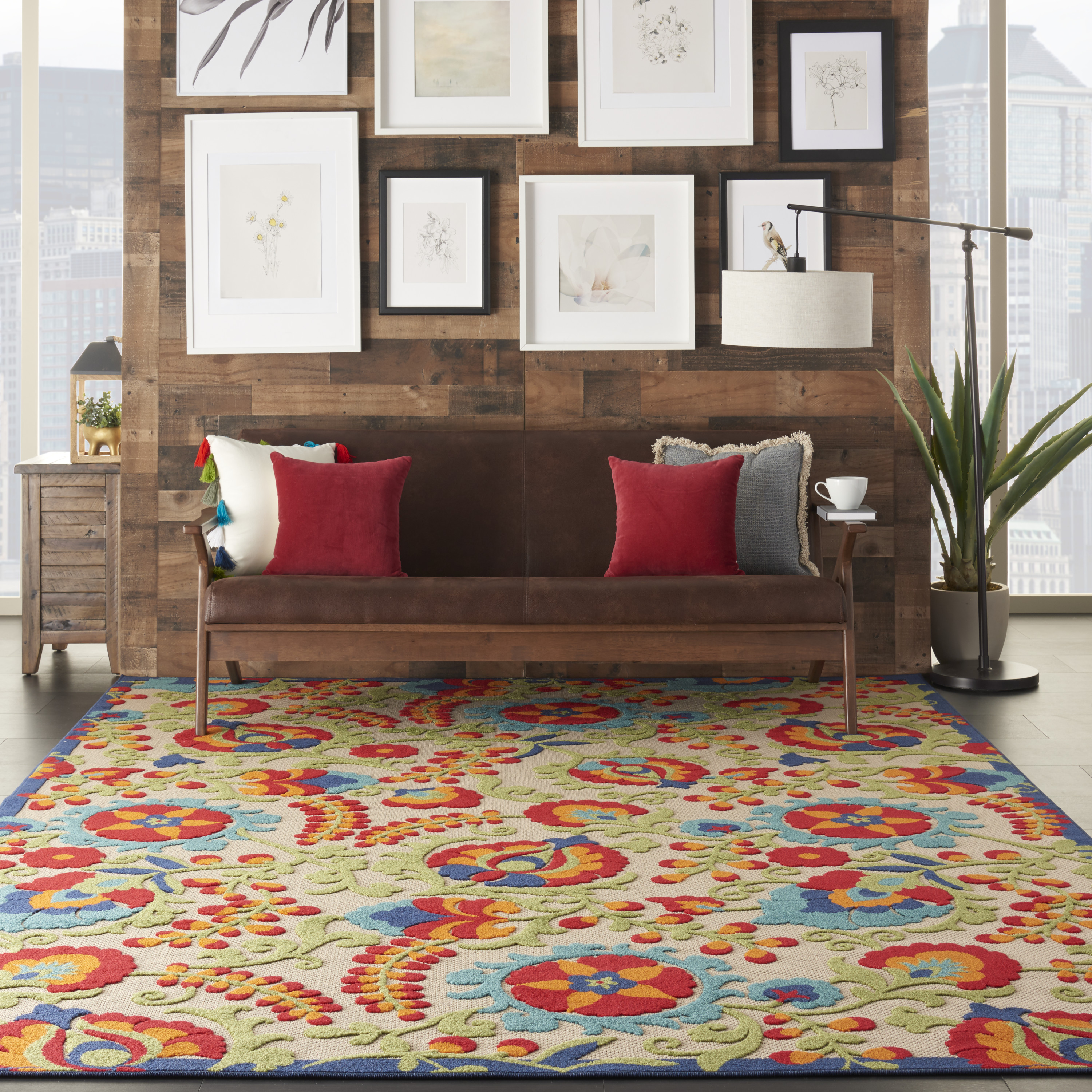 Nourison Aloha Indoor/Outdoor Multicolor 7'10" x 10'6" Area Rug, (8x11)