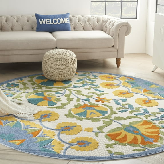 Nourison Aloha Indoor/Outdoor Multicolor 7'10" x ROUND Area Rug, (8 Round)