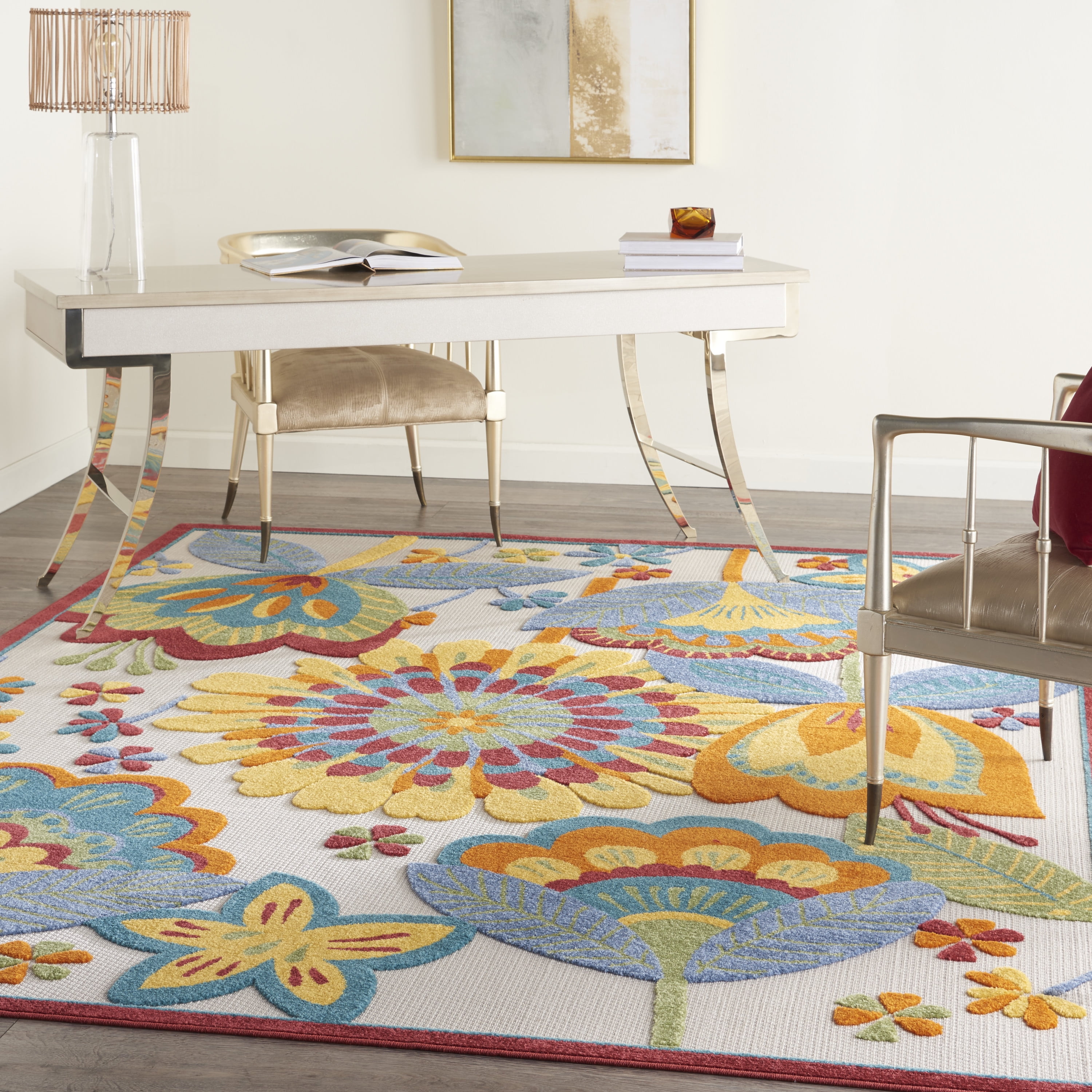 Nourison Aloha Indoor/Outdoor Multicolor 9' x 12' Area Rug, (9x12)