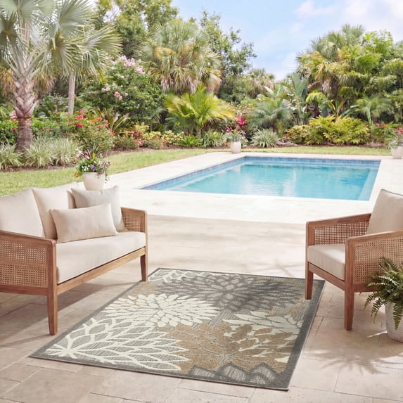 Nourison Aloha Indoor/Outdoor Natural 3' x 5' Area Rug, (3x5)