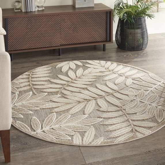 Nourison Aloha Indoor/Outdoor Natural 4' x round Area Rug, (4 Round)