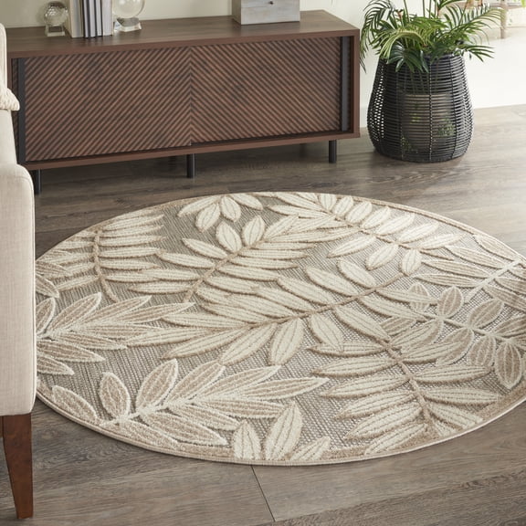 Nourison Aloha Indoor/Outdoor Natural 4' x round Area Rug, (4 Round)