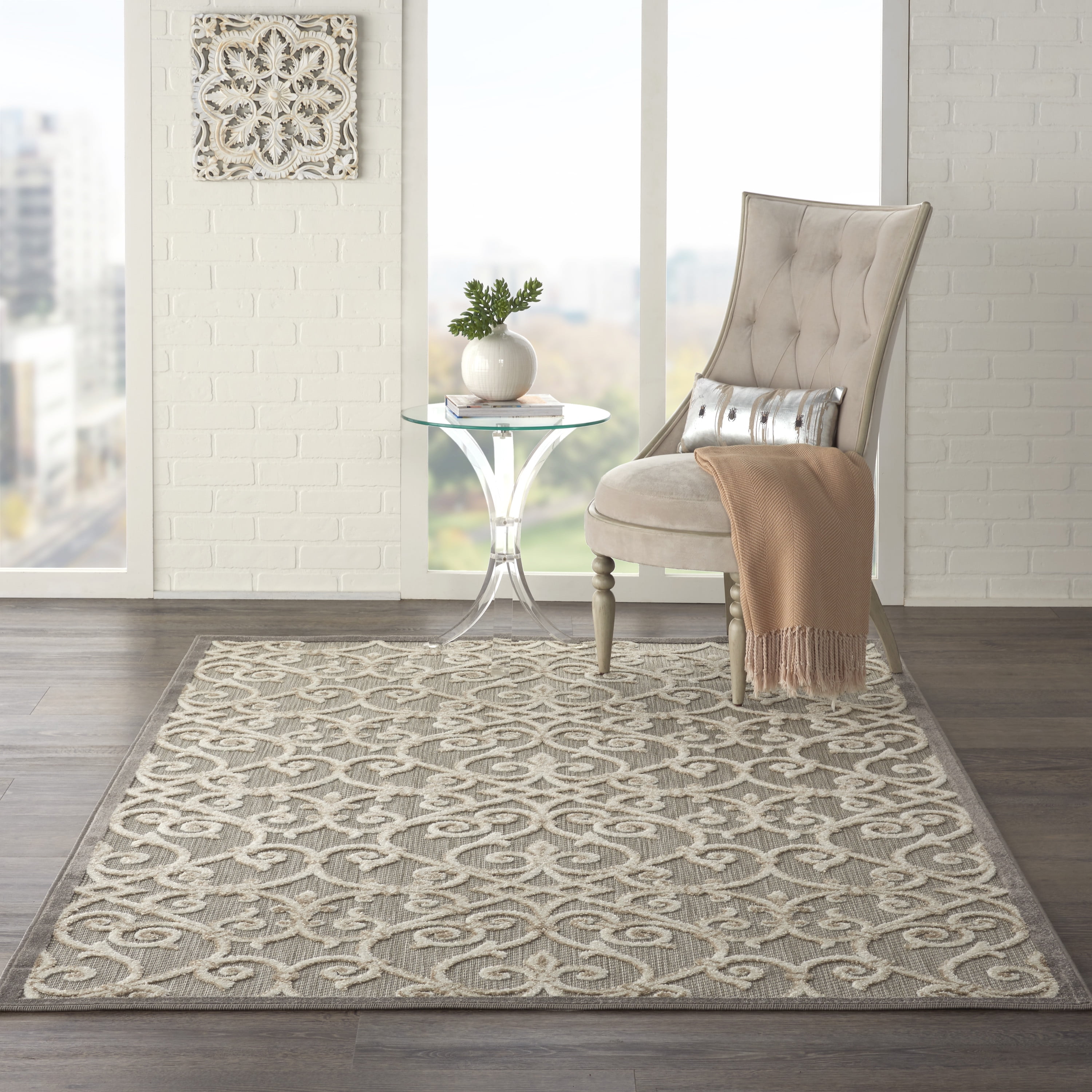 Aloha 5'3" x 7'5" Natural Polypropylene Flat Woven Outdoor Rug