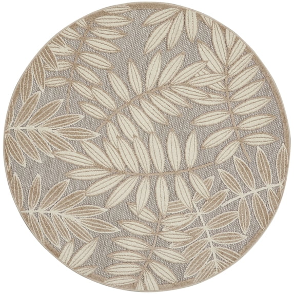 Nourison Aloha Indoor/Outdoor Natural 5'3" x ROUND Area Rug, (5 Round)