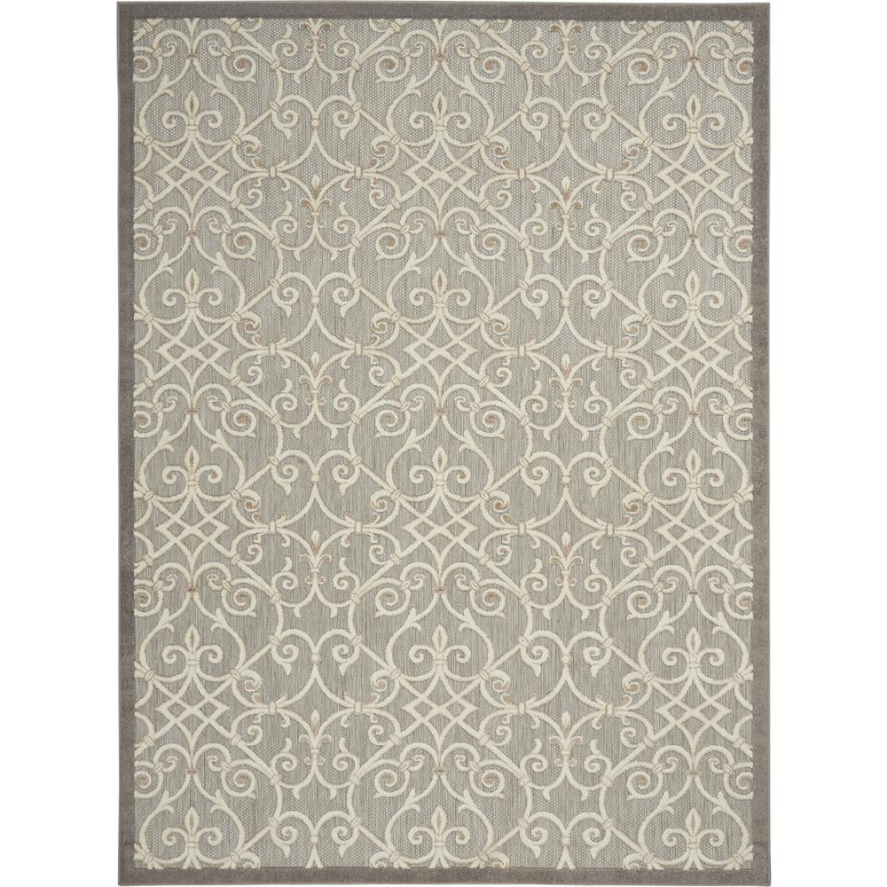 Natural Gray Flat Woven Floral Rectangular Area Rug