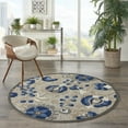 thumbnail image 1 of Nourison Aloha Indoor/Outdoor Natural/Blue 4' x ROUND Area Rug, (4x Round), 1 of 9