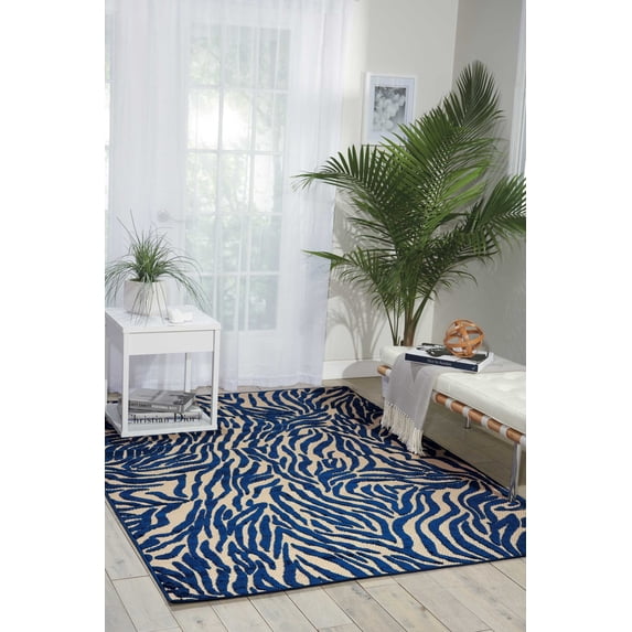 Nourison Aloha Indoor/Outdoor Navy 3'6" x 5'6" Area Rug, (4x6)