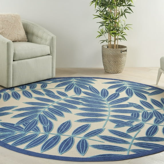 Nourison Aloha Indoor/Outdoor Navy 7'10" x ROUND Area Rug, (8 Round)