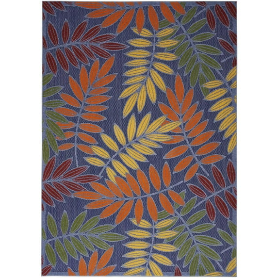 Nourison Aloha Indoor/Outdoor Navy Multicolor 5'3" x 7'5" Area Rug (5x7)