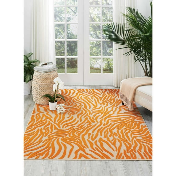 Nourison Aloha Indoor/Outdoor Orange 7'10" x 10'6" Area Rug, (8x11)