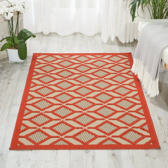 Nourison Aloha Indoor/Outdoor Red 2'8" x 4' Area Rug, (3x4)