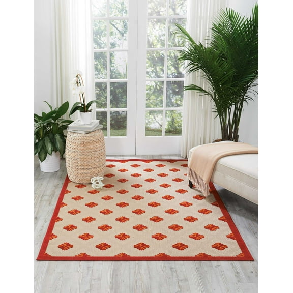 Nourison Aloha Indoor/Outdoor Red 9'6" x 13' Area Rug, (10x13)