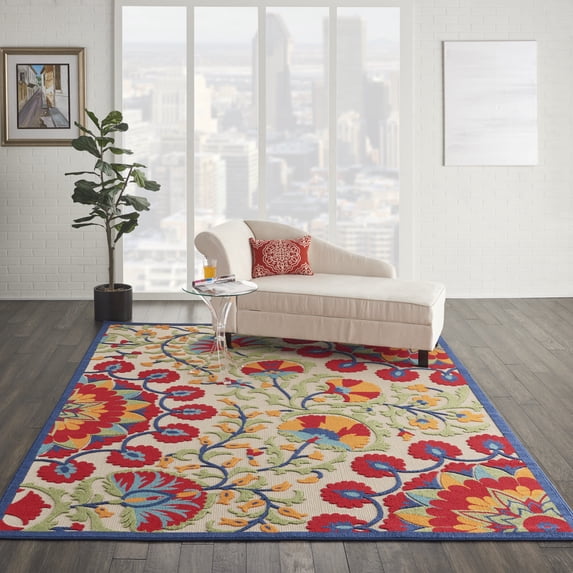 Nourison Aloha Indoor/Outdoor Red/Multi 7'10" x 10'6" Area Rug, (8x11)
