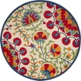 thumbnail image 1 of Nourison Aloha Floral Easy Care Flatweave High-Low Indoor Outdoor Round Rug Red/Multi 710 x 7'10", 1 of 12