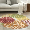 thumbnail image 1 of Nourison Aloha Indoor/Outdoor Red Multi Colored 4' x ROUND Area Rug, (4x Round), 1 of 9