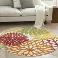 thumbnail image 1 of Nourison Aloha Indoor/Outdoor Red Multi Colored 5'3" x round Area Rug, (5 Round), 1 of 10