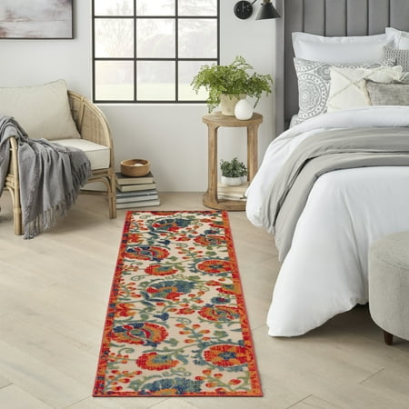 Nourison Aloha Indoor/Outdoor Red Multicolor 2' x 6' Area Rug (2x6) product image for price tracking