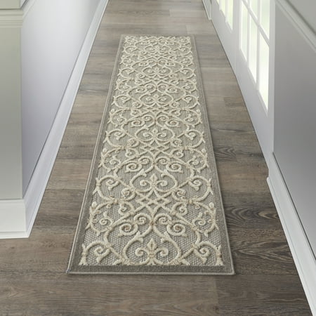 Nourison Aloha Indoor/Outdoor Transitional French Country Natural 2'3" x 8' Area Rug, (8' Runner)